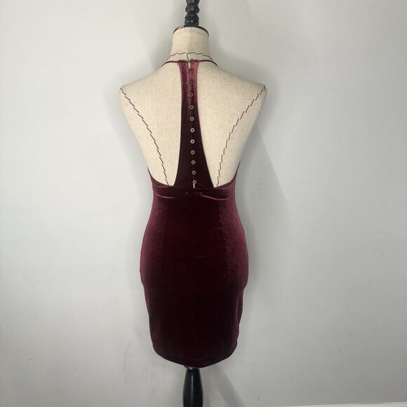 Kimchi Blue Mini Wine Colored Velvet Short Dress Holiday Party Sz Small - Picture 4 of 7